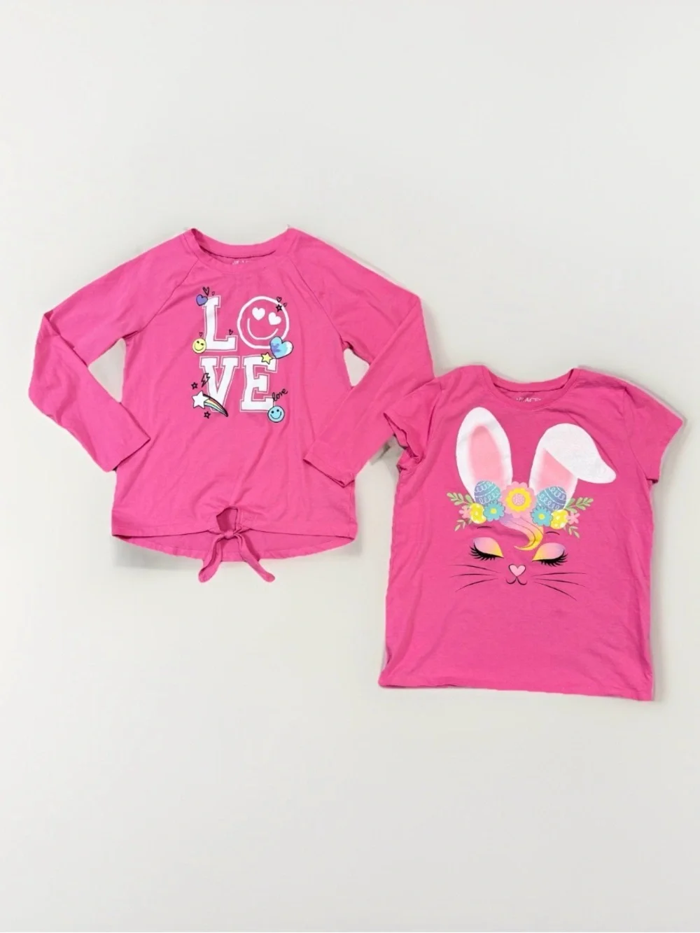 the children's place girls lot of 2 pink tops size L 10-12 Bunny And Love